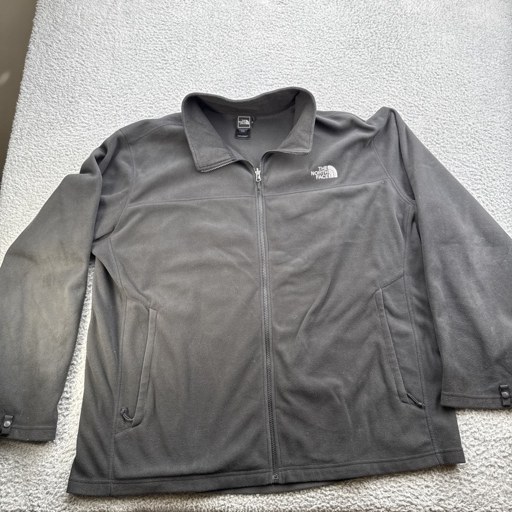 The North Face Full Zip Fleece Mens 3XL Black Solid Lightweight Mock Neck Jacket